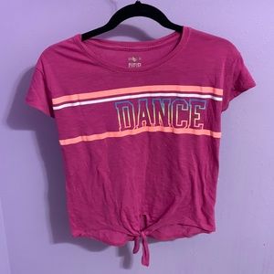 Pink SO dance short sleeve pink top with tie